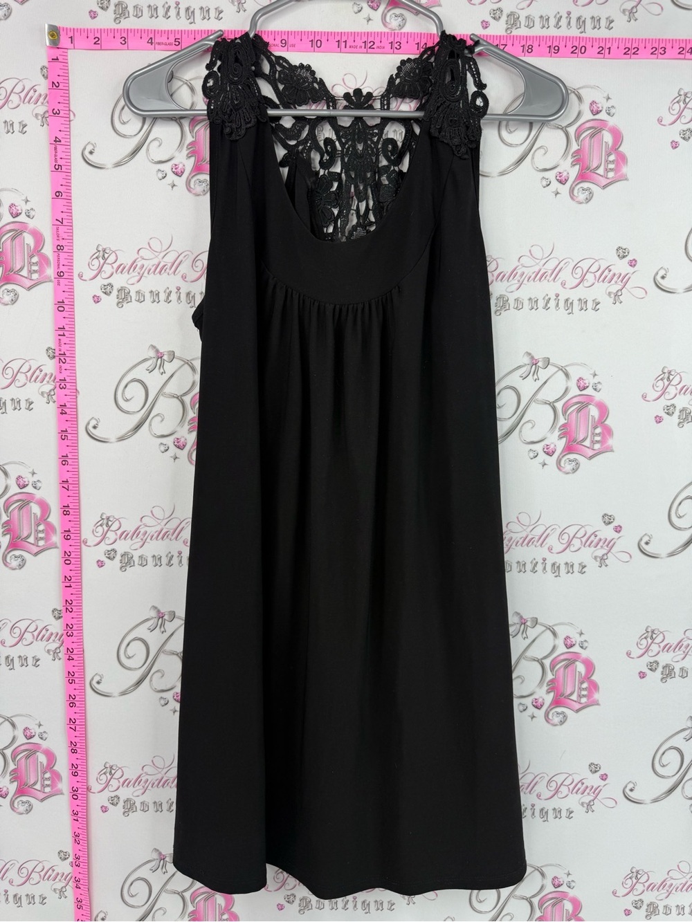 Neva mini dress or long top lace Black Sleeveless Dress with Lace Back Detail